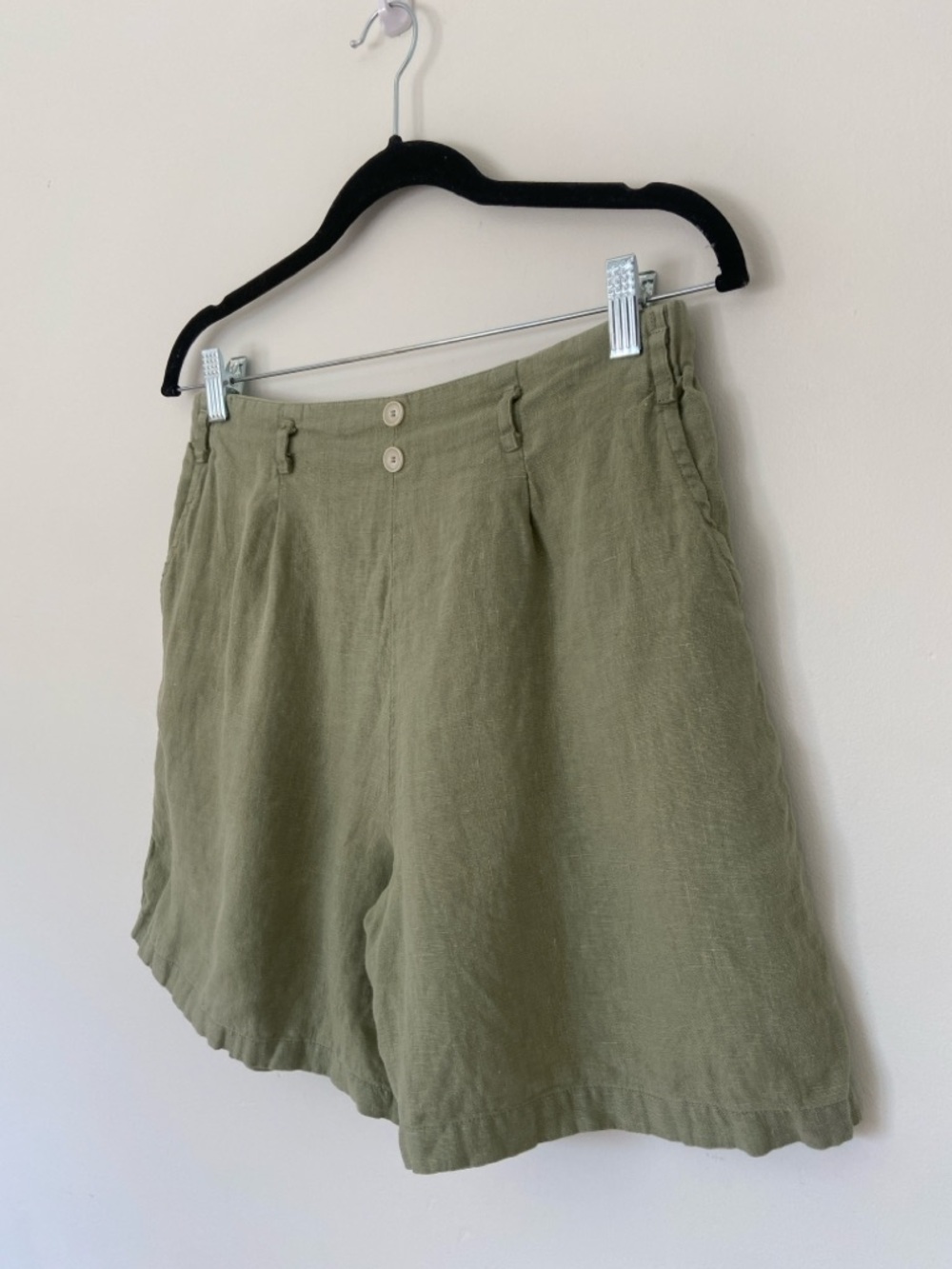 Mus and Bombon 100% Linen Shorts Sage Green size Large - Picture 3 of 9